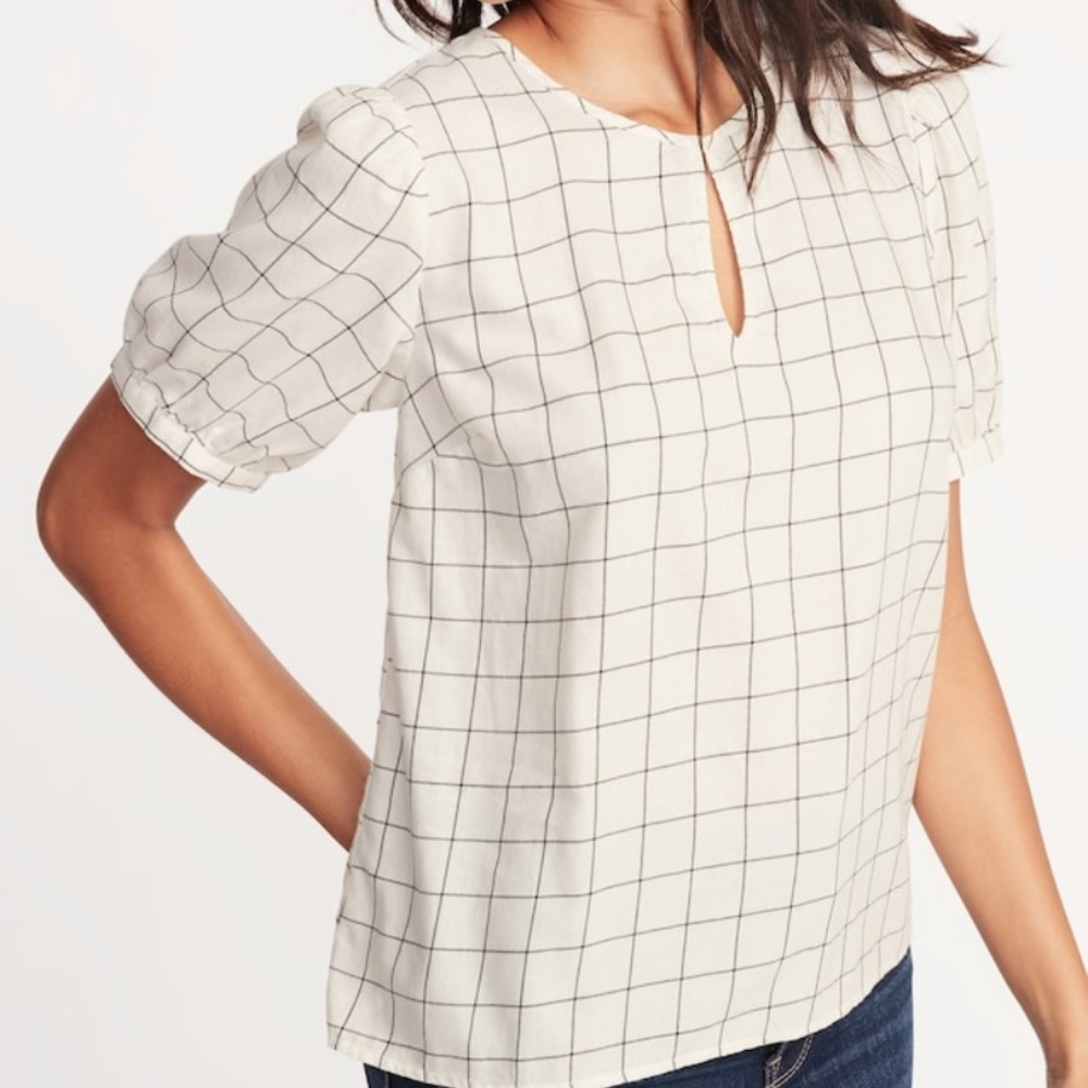 Grid pattern blouse